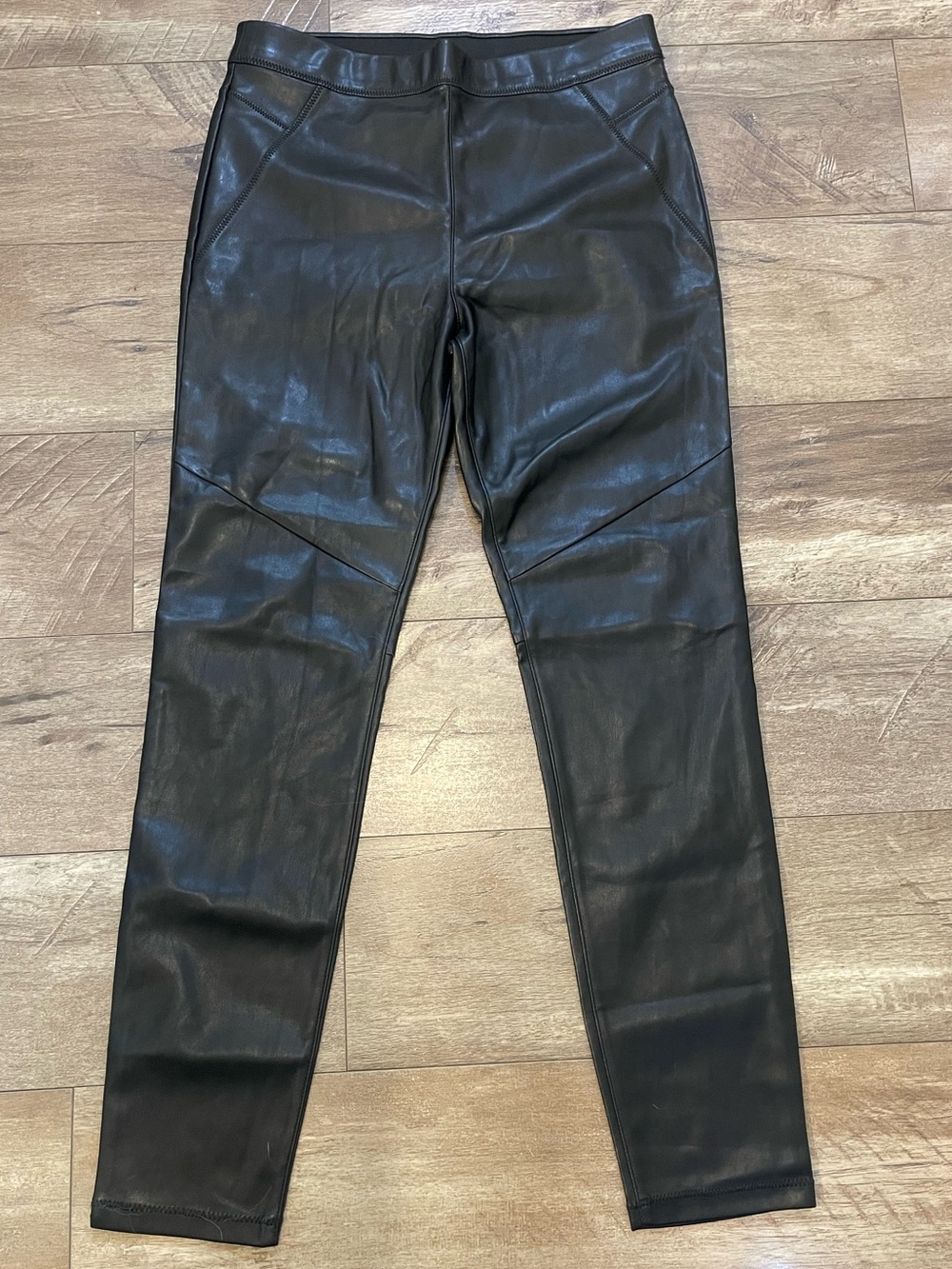 Free People Moto Black Vegan Leather Leggings Size 28